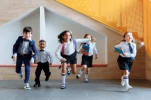 children running at school